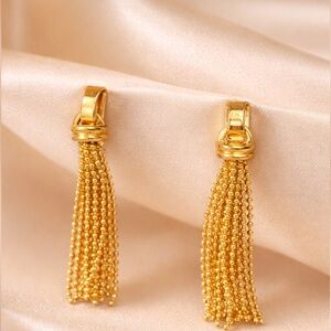 Gold Tone Tassel Earrings by Style Pierced